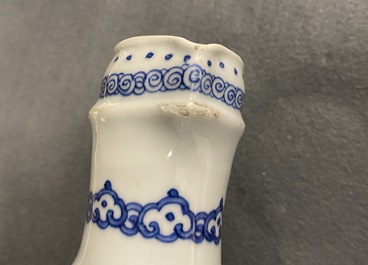 A Chinese blue and white 'antiquities' ewer, Kangxi